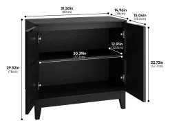 Aparador vintage con escultura floral, MDF, color negro (80 x 38 x 76 cm)