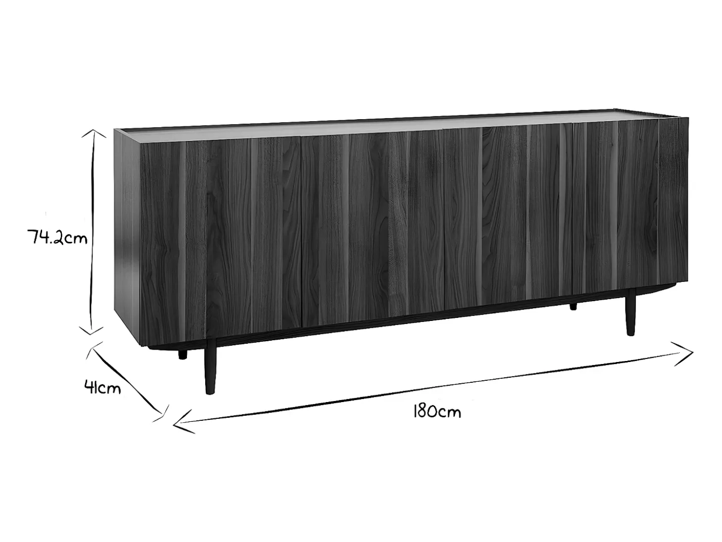 Aparador vintage con 4 puertas de madera oscura 180 cm SANAA