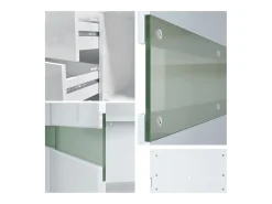 Aparador Vladon Flow, negro mate/negro de alto brillo - Cómoda moderna con acristalamiento Ambient Light para su salón (177 x 75 x 39 cm)
