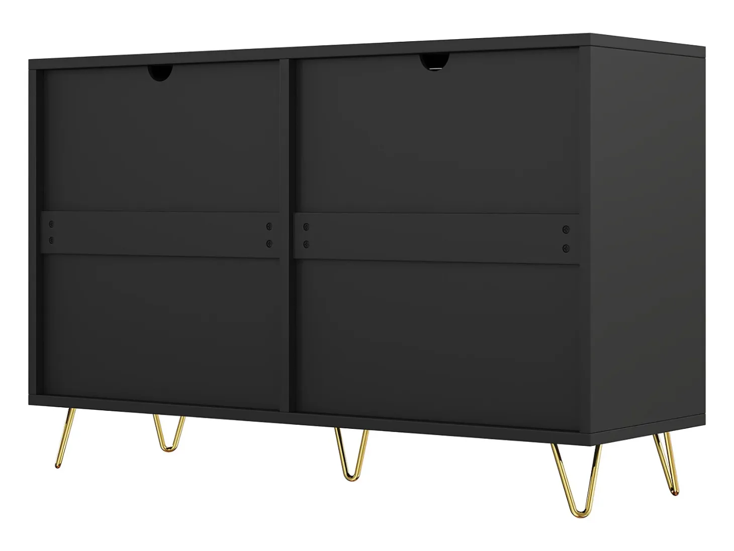 Aparador 120x40x77 cm - con 6 cajones - tiradores dorados - Negro