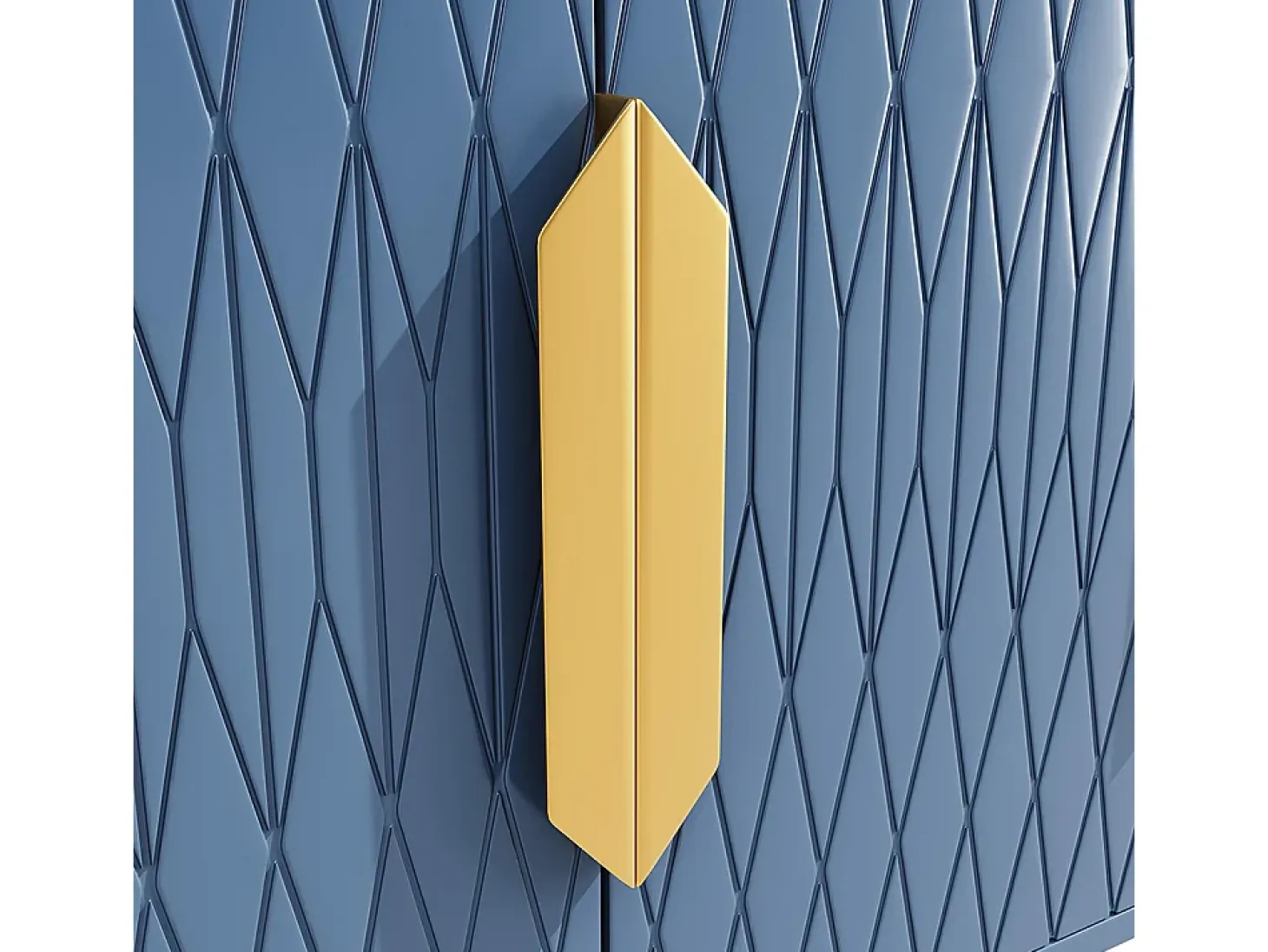 Aparador 140x40x80 cm, estilo contemporáneo, con cuatro puertas y dos estantes regulables en altura, azul