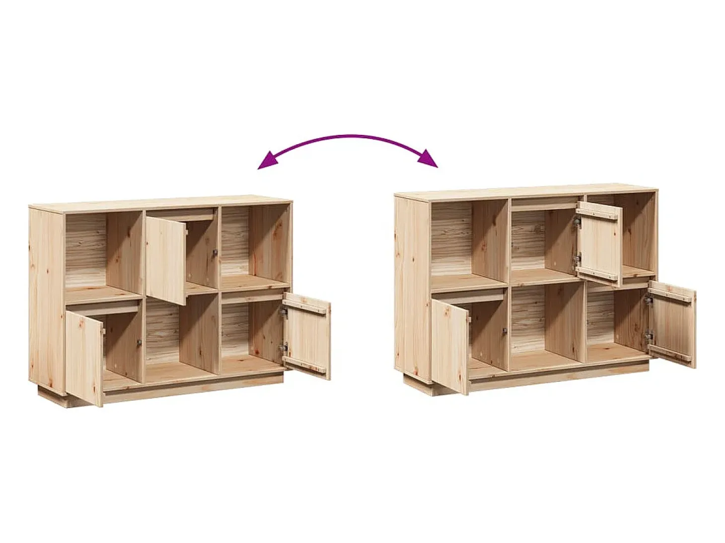 Aparador 110,5x35x80 cm Madera maciza de pino