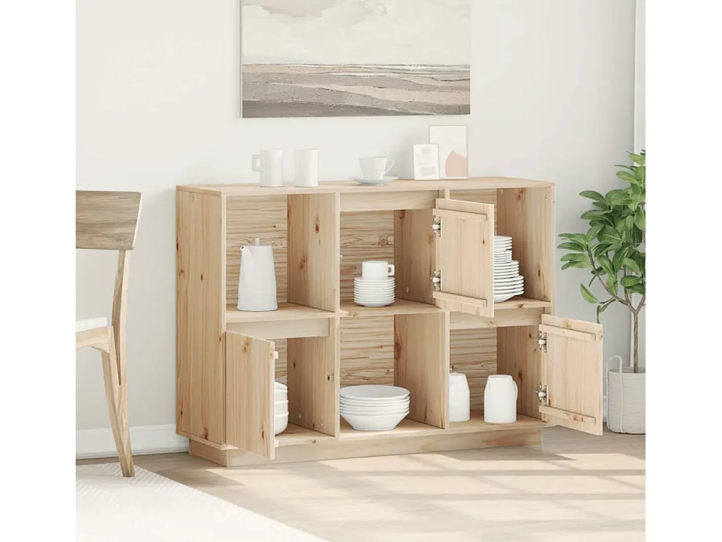 Aparador 110,5x35x80 cm Madera maciza de pino