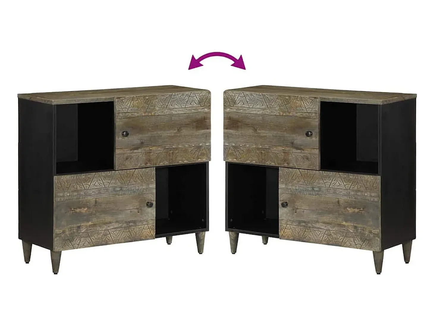 Aparador 80x33x75 cm madera maciza mango