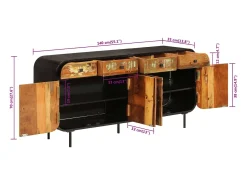 Aparador 140x35x70 cm madera maciza recuperada y metal