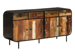 Aparador 140x35x70 cm madera maciza recuperada y metal