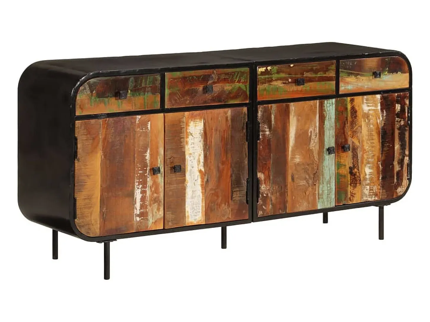 Aparador 140x35x70 cm madera maciza recuperada y metal