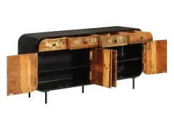 Aparador 140x35x70 cm madera maciza recuperada y metal