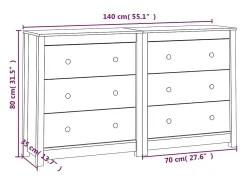 Aparador 140x35x80 cm Madera maciza de pino