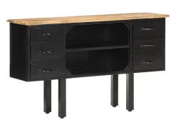 Aparador 110x30x65 cm Madera maciza de mango crudo y acero