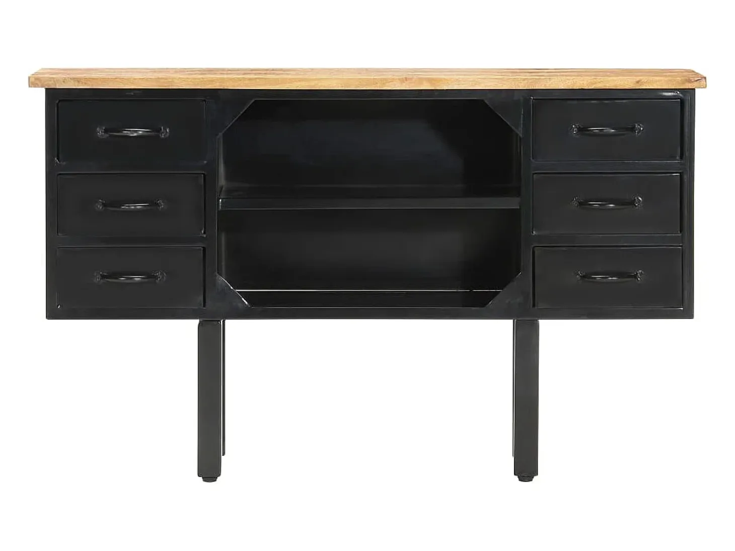Aparador 110x30x65 cm Madera maciza de mango crudo y acero