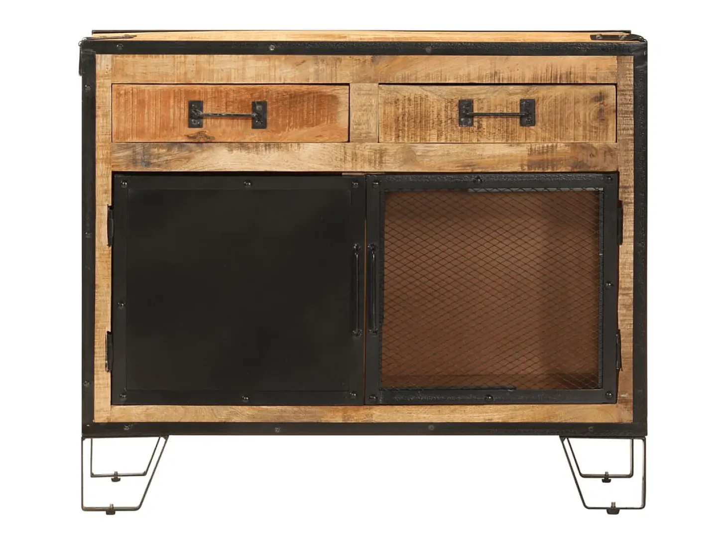 Aparador 80x31x66 cm madera maciza de mango crudo y metal