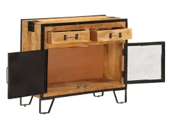 Aparador 80x31x66 cm madera maciza de mango crudo y metal