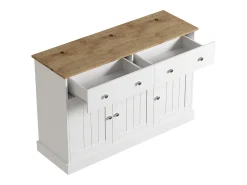 Aparador 120x36x80,5cm - Mueble de salón con textura grabada, mecanismo push-open - Blanco