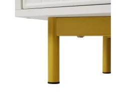 Aparador 120x40x75,5cm con 3 cajones y 2 puertas, patas y tiradores dorados, cuerpo blanco