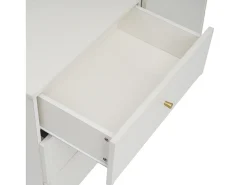 Aparador 120x40x85cm con 6 cajones, patas y tiradores dorados, cuerpo crema
