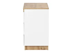 Aparador 110x40x67,5cm con 6 cajones, tapa chapada en roble, cuerpo blanco