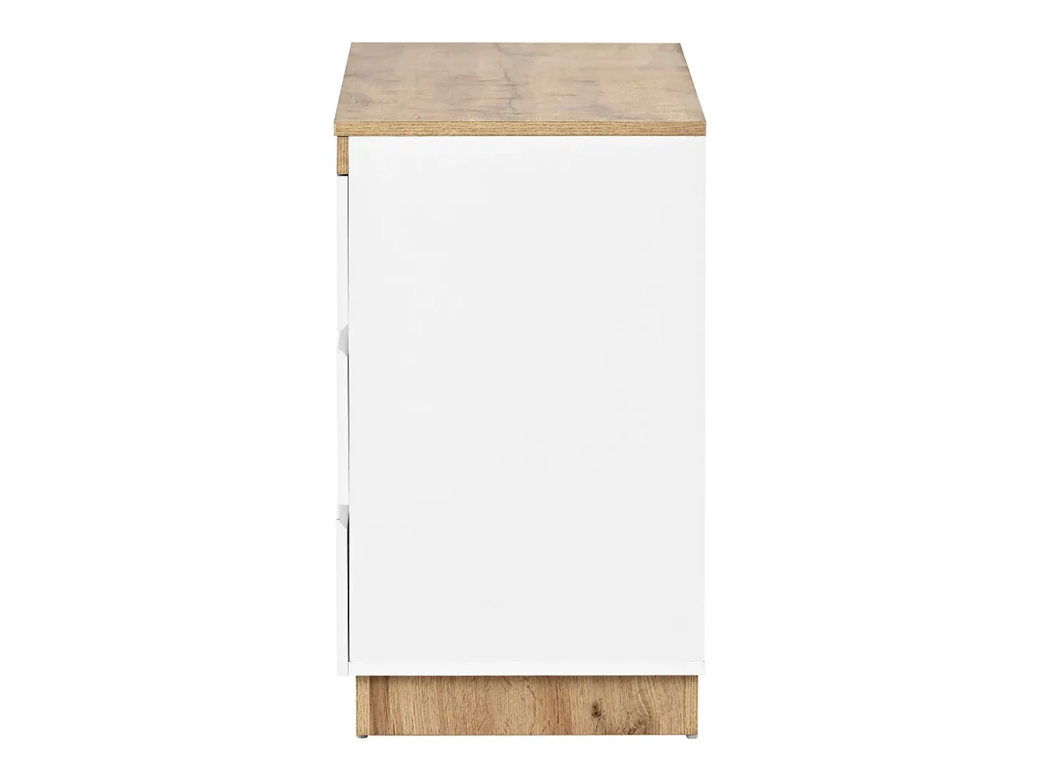 Aparador 110x40x67,5cm con 6 cajones, tapa chapada en roble, cuerpo blanco
