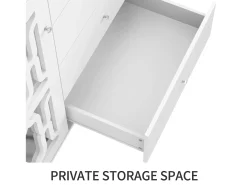 Aparador 147,5x40x102cm, con 2 puertas y 4 cajones, puerta con cristal para salón, comedor, color blanco