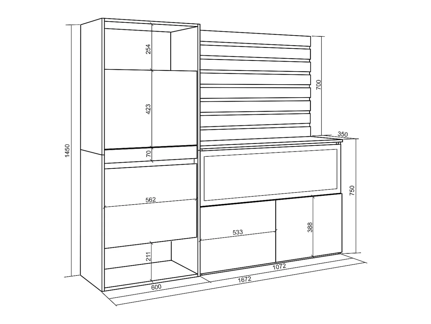 Aparador, 167x35x145cm, Dormitorio, habitación, Chimenea eléctrica XXL, Zapatero, Cemento