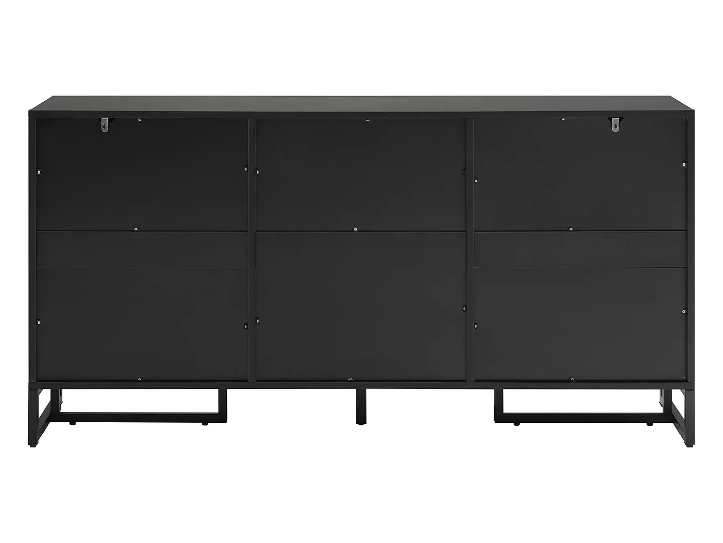 Aparador 145x40x75cm, mueble de almacenaje con 3 cajones y 2 puertas - diseño espiga, color negro