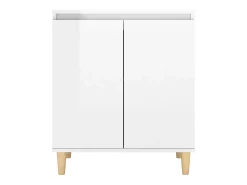 Aparador y patas madera contrachapada blanco brillo 60x35x70 cm