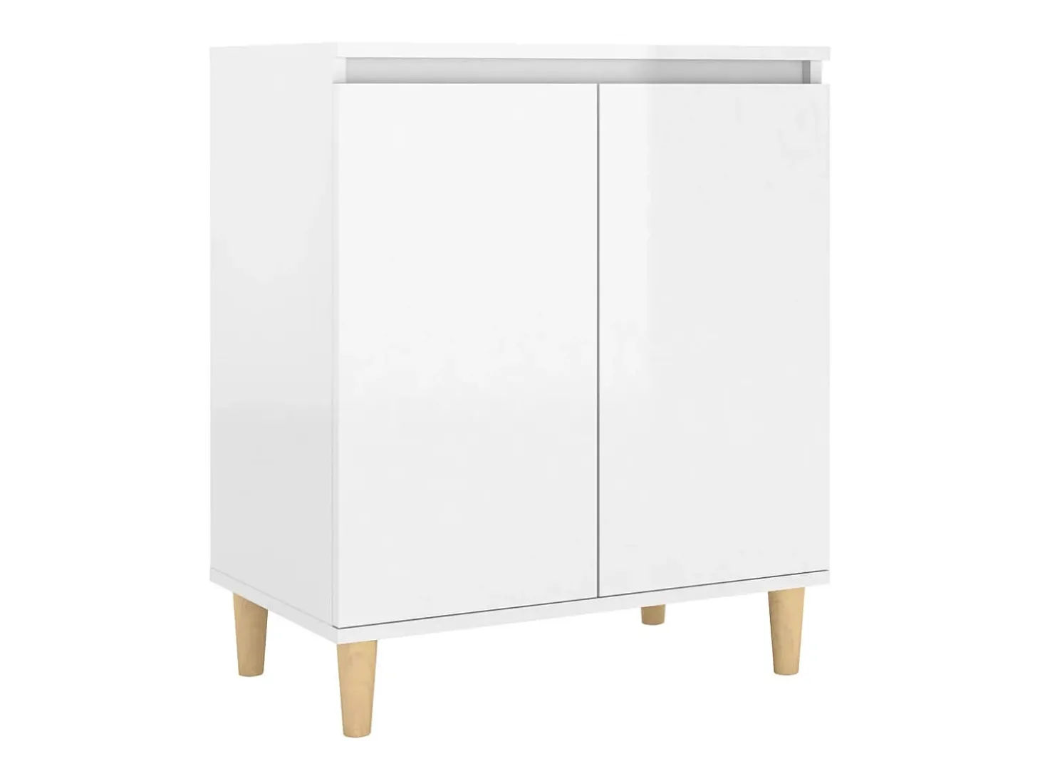 Aparador y patas madera contrachapada blanco brillo 60x35x70 cm