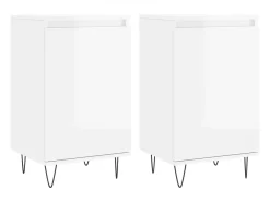 Aparadores 2 piezas blanco brillo 40x35x70 cm madera de ingeniería