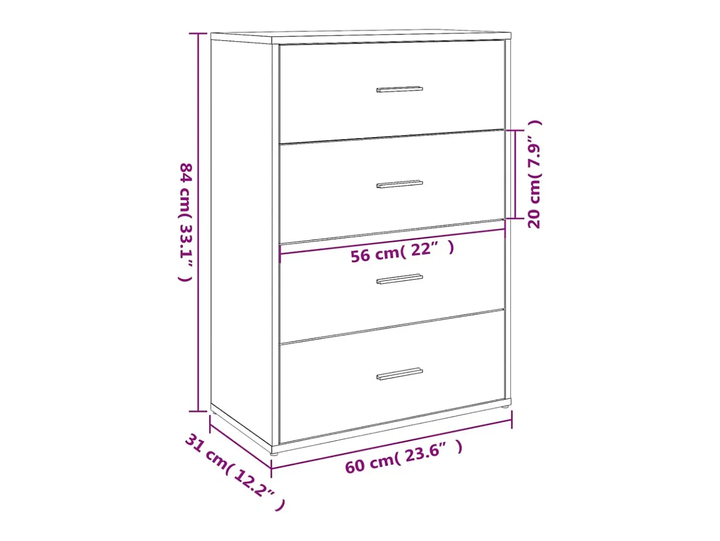 Aparadores 2 piezas blanco 60x31x84 cm madera de ingeniería