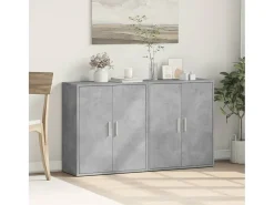 Aparadores 2 piezas gris hormigón 60x31x70 cm madera de ingeniería