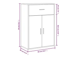 Aparadores 2 piezas gris hormigón 60x30x84 cm madera de ingeniería