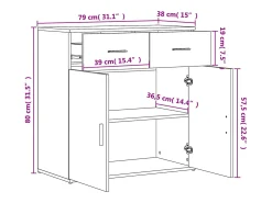 Aparadores 2 piezas gris hormigón 79x38x80 cm madera de ingeniería
