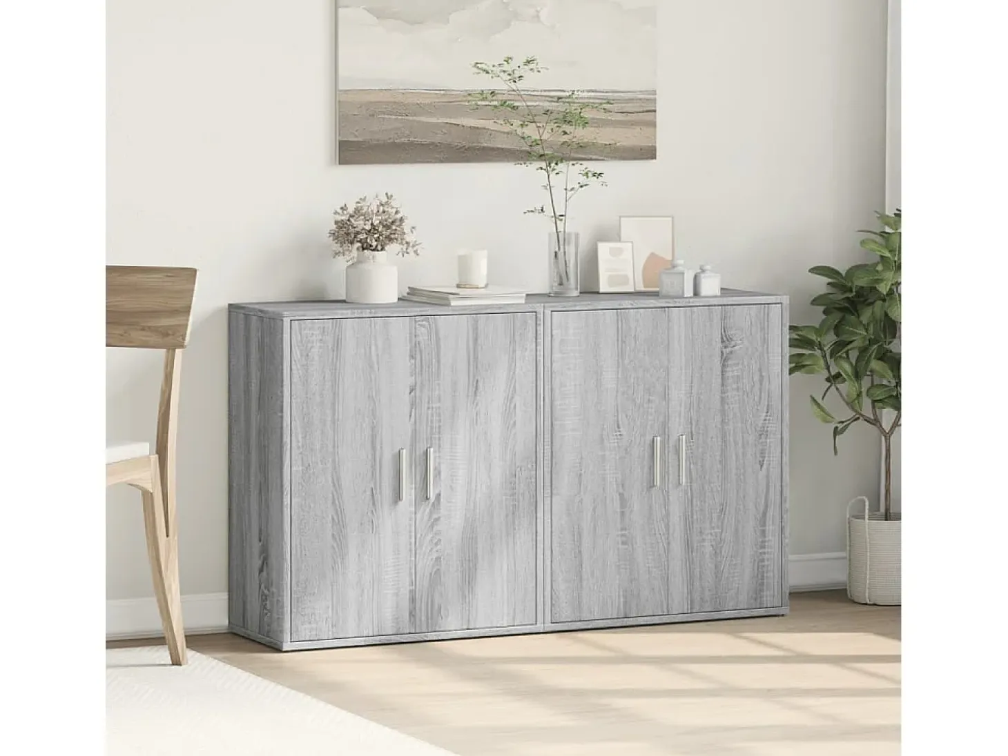 Aparadores 2 piezas gris sonoma 60x31x70 cm madera de ingeniería