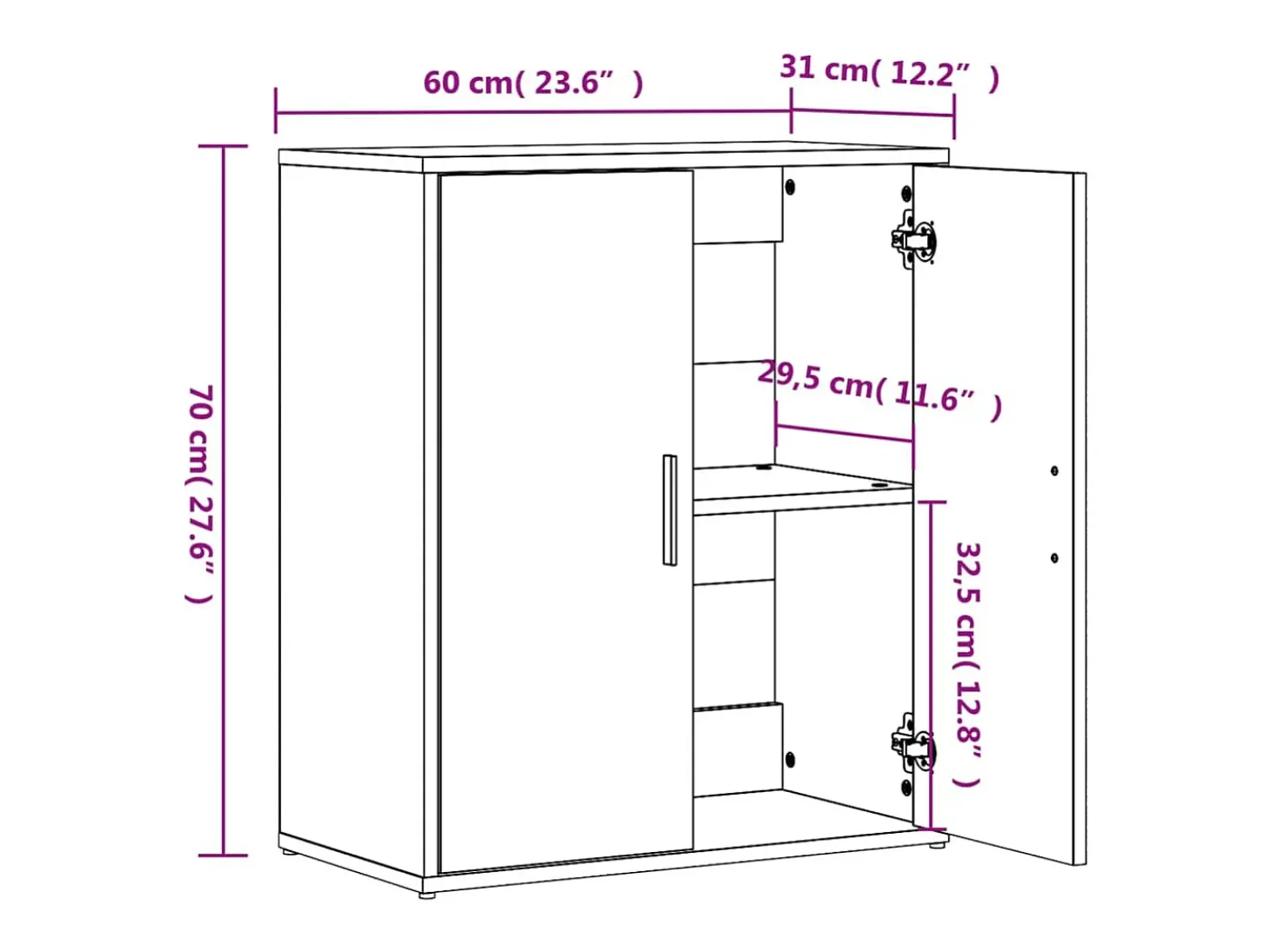 Aparadores 2 piezas gris sonoma 60x31x70 cm madera de ingeniería