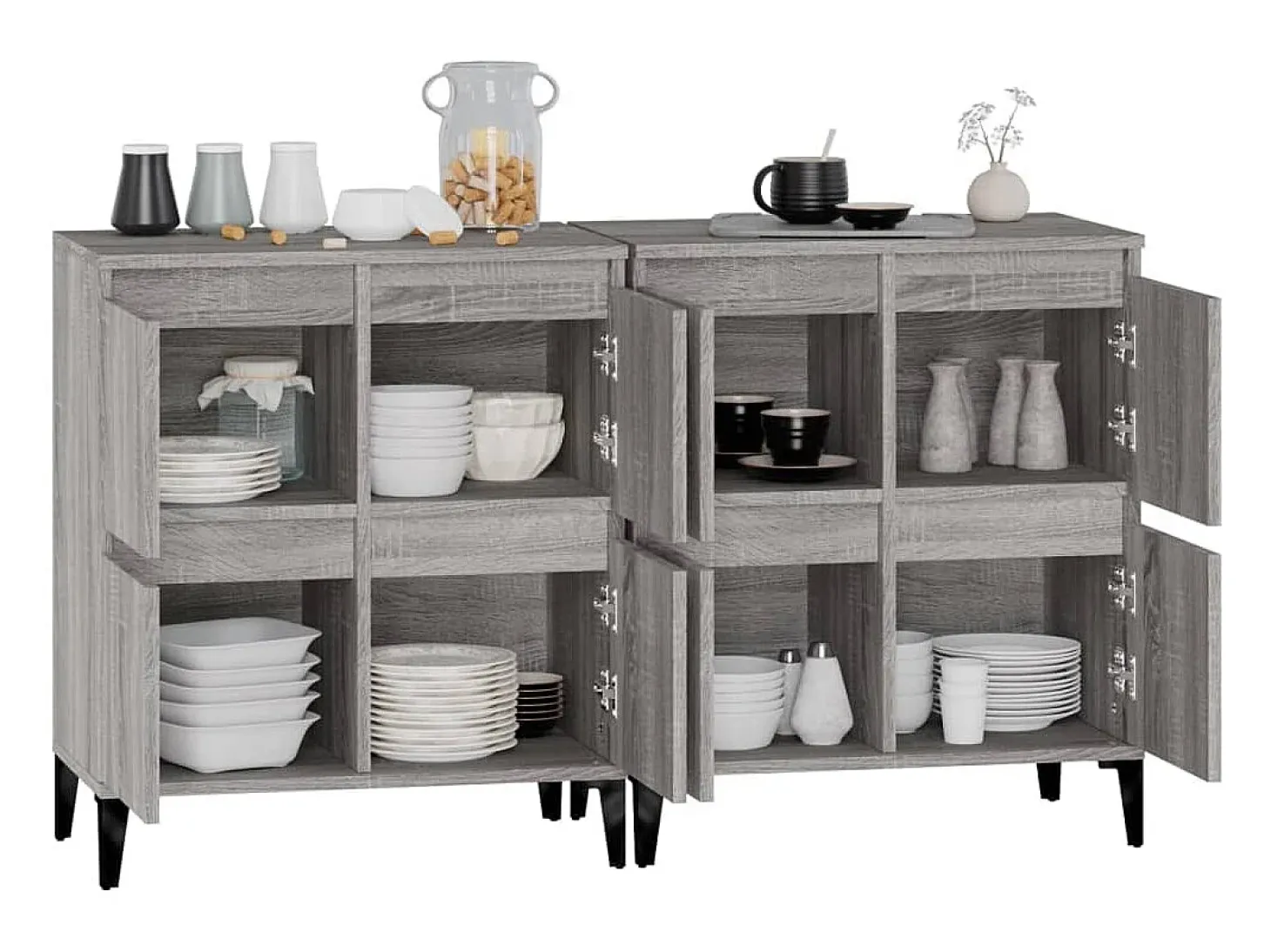 Aparadores 2 piezas gris sonoma 60x35x70 cm madera de ingeniería