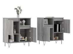 Aparadores 2 piezas madera contrachapada gris Sonoma