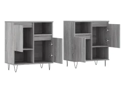 Aparadores 2 piezas madera contrachapada gris Sonoma
