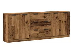 Aparadores 3 piezas madera vieja 60x30x70 cm madera de ingeniería