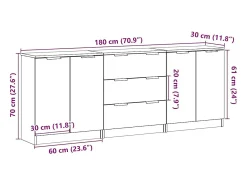 Aparadores 3 piezas madera vieja 60x30x70 cm madera de ingeniería