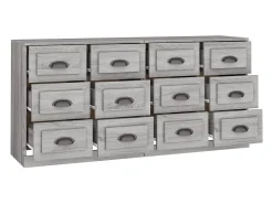 Aparadores 2 piezas madera contrachapada gris Sonoma
