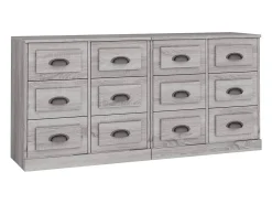 Aparadores 2 piezas madera contrachapada gris Sonoma