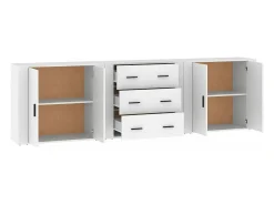 Aparadores 3 piezas madera contrachapada blanco