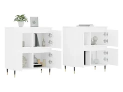 Aparadores 2 piezas madera contrachapada blanco