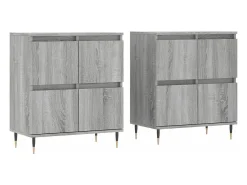 Aparadores 2 piezas madera contrachapada gris Sonoma