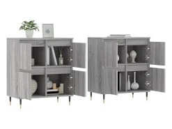 Aparadores 2 piezas madera contrachapada gris Sonoma