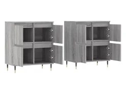 Aparadores 2 piezas madera contrachapada gris Sonoma