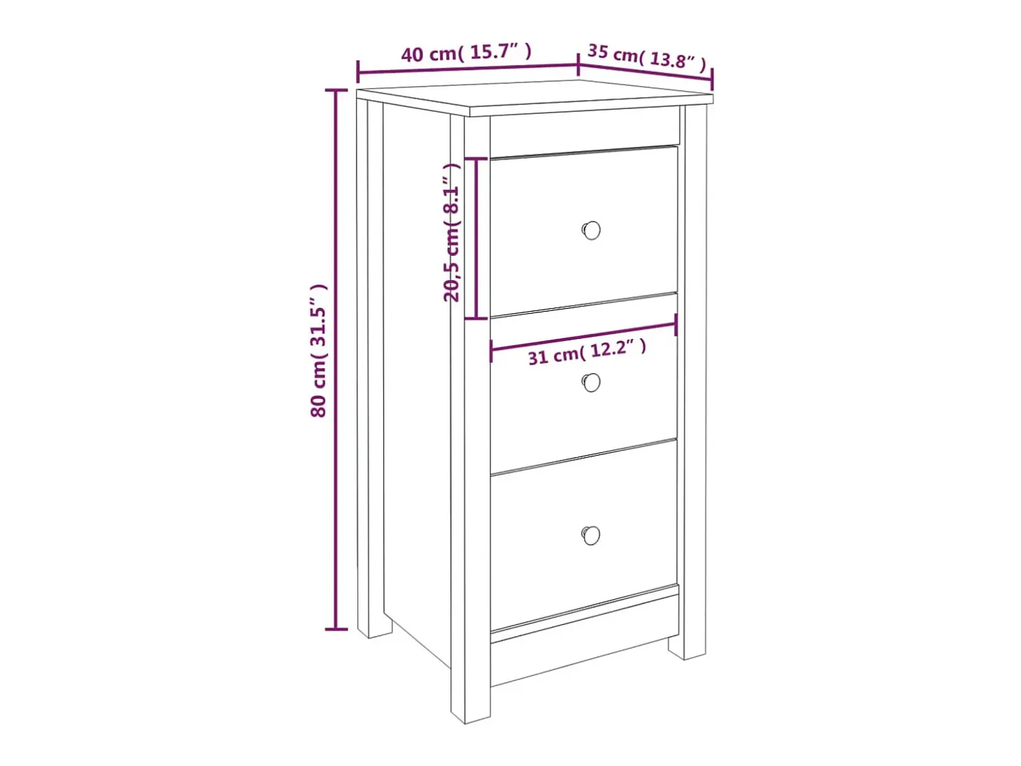 Aparadores 2 piezas marrón miel 40x35x80 cm madera maciza de pino