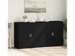 Aparadores 2 piezas negro 79x38x80 cm madera de ingeniería
