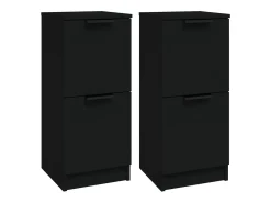 Aparadores 2 piezas negro 30x30x70 cm madera de ingeniería