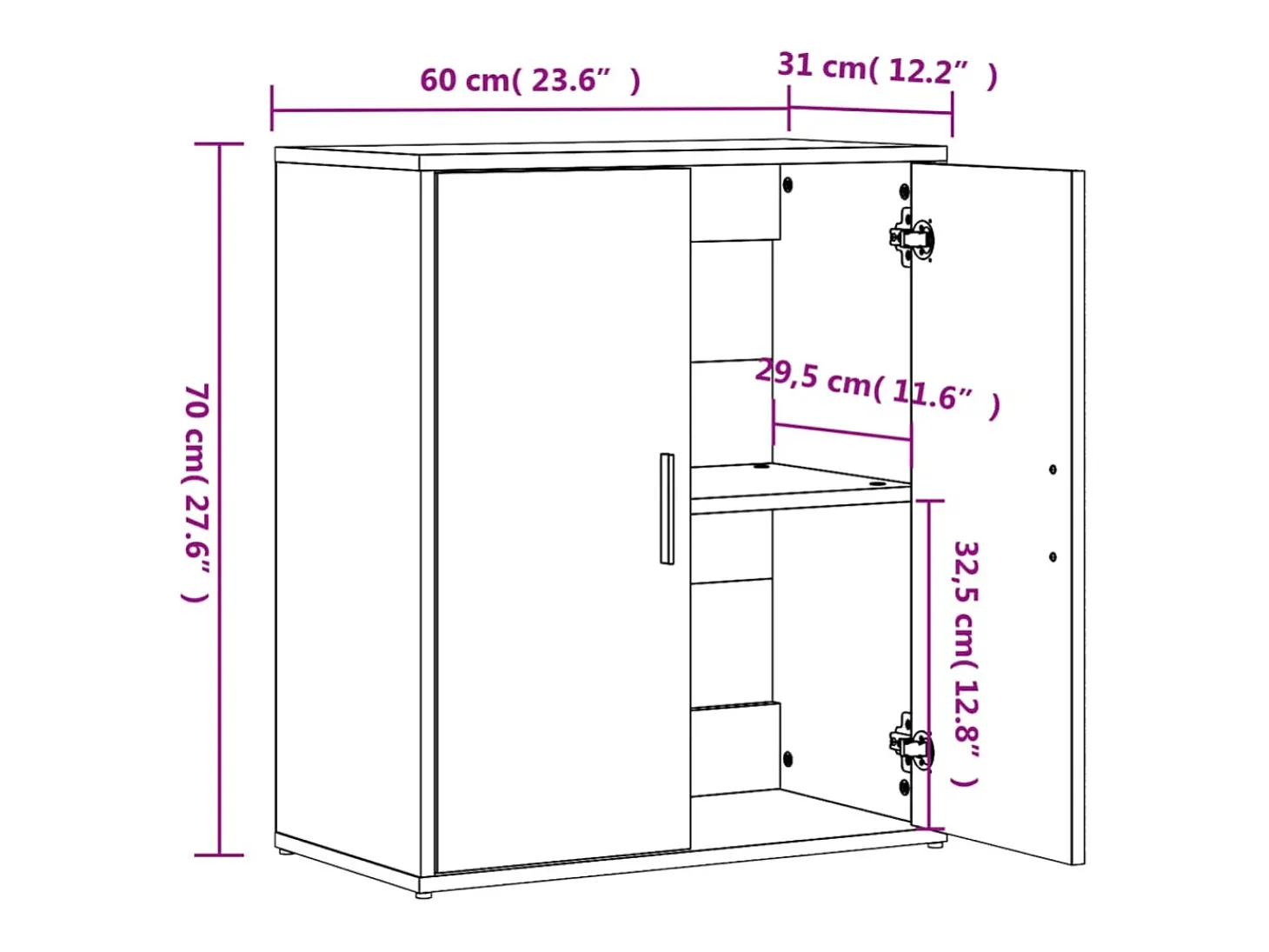 Aparadores 2 piezas roble sonoma 60x31x70 cm madera de ingeniería